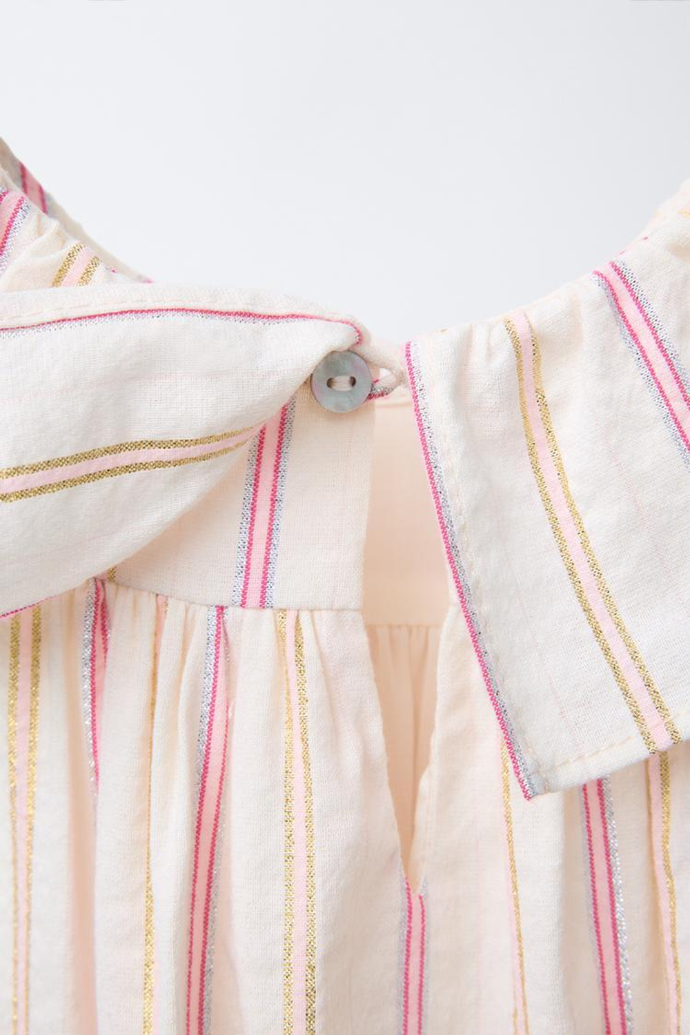 ZARA ПЛАТЬЕ В ПОЛОСКУ С БЛЕСКОМ, ЭКРЮ