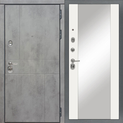 Входная дверь в квартиру Сударь МД 48 М1 темный бетон / Большое зеркало Белый софт