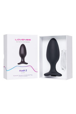 Анальная втулка LOVENSE Hush 2 (L), силикон, черная, 12,1 см