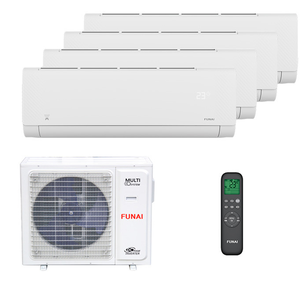 Мультисплит система на 4 комнаты Funai RAM-I-SG25HP.W02/S x 4 / RAM-I-4OK85HP.01/U