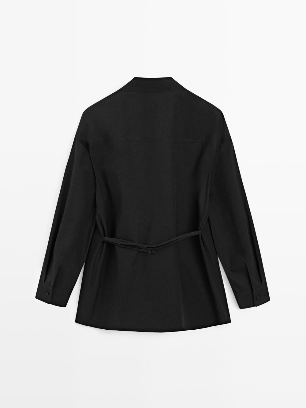 Massimo Dutti Рубашка с высоким воротником и ремешком, черный