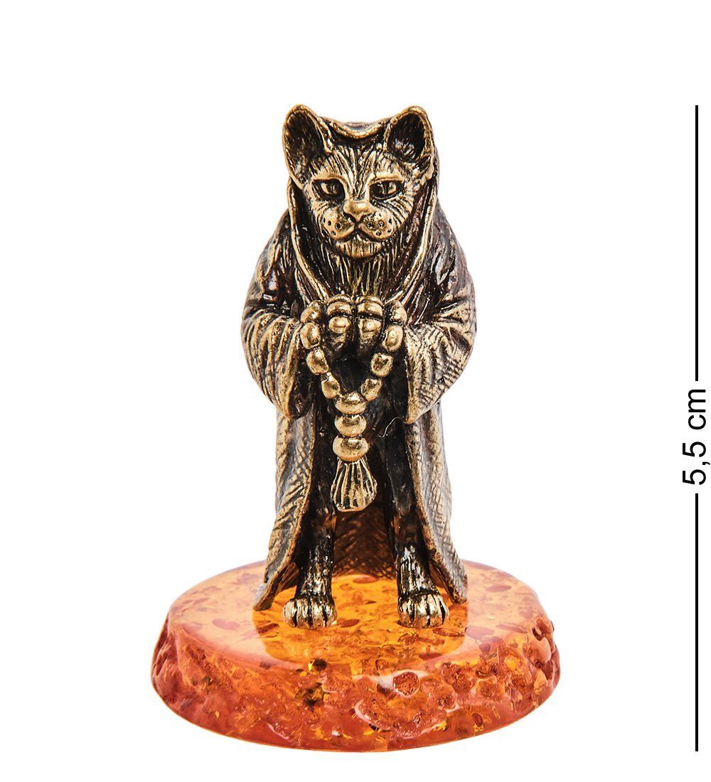 Народные промыслы AM-3082 Фигурка «Кот Йода» (латунь, янтарь)