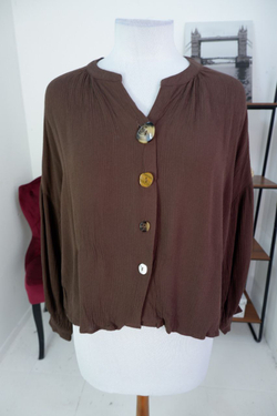 Блузка Stradivarius из вискозы в шоколадном оттенке 44 размер