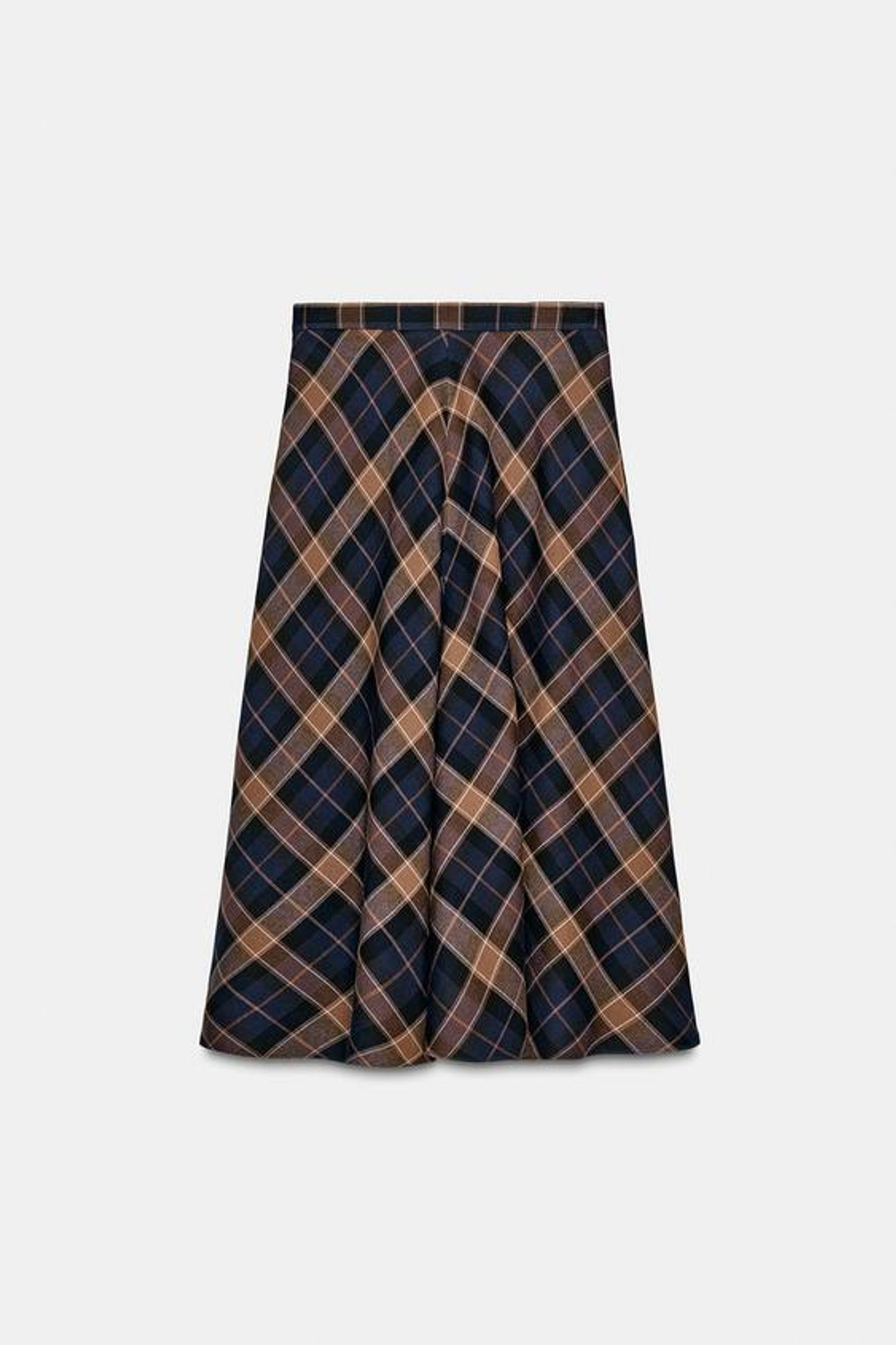 ZARA ШИРОКАЯ ЮБКА В КЛЕТКУ — ZW COLLECTION LIMITED EDITION, СИНИЙ