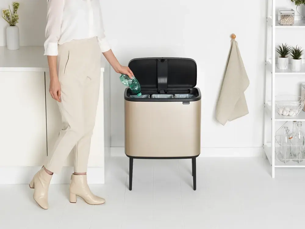 Brabantia Контейнер для мусора Bo Touch 3x11l для переработки металлического золота