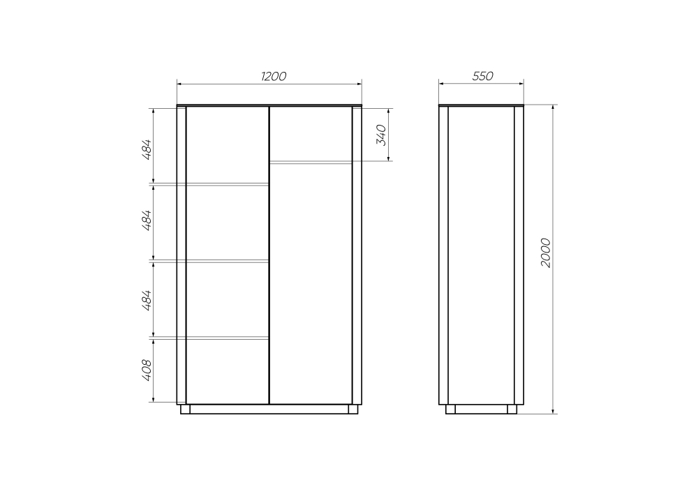 Шкаф Tammi 2-х створчатый высокий (серый)