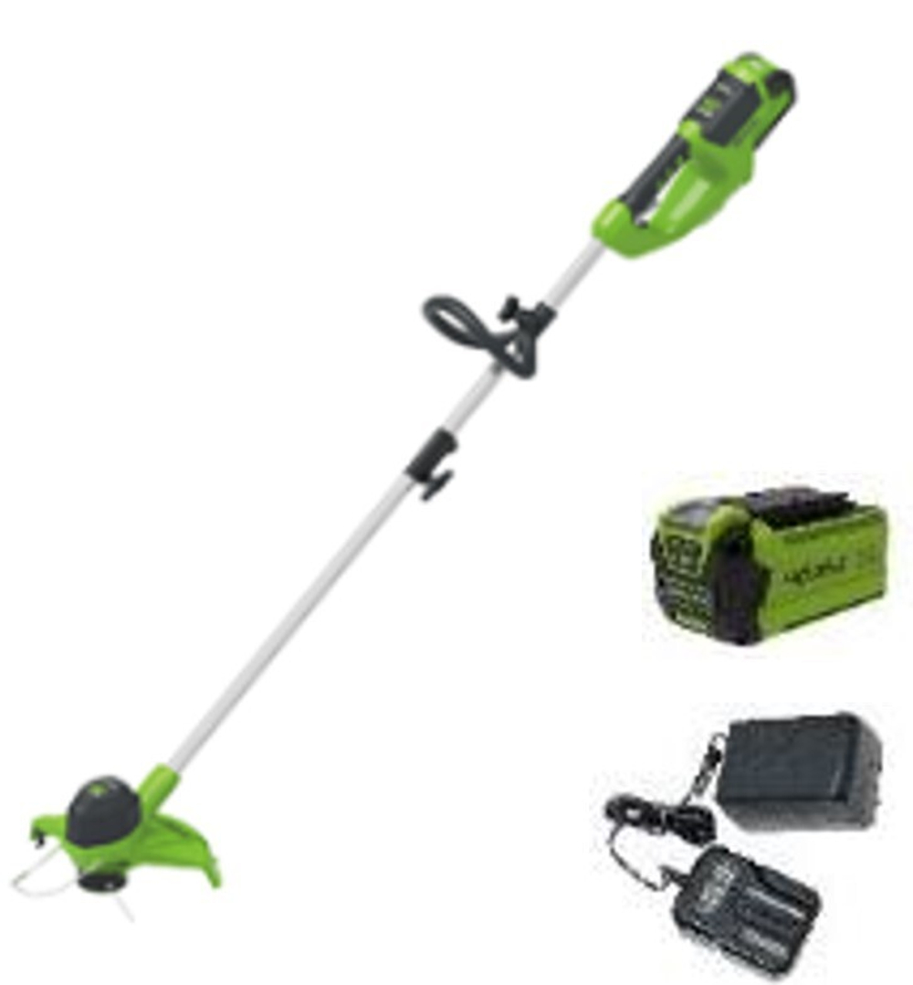 Триммер аккумуляторный Greenworks Арт. 2101507UA, 40V, 30 см, с 1хАКБ 2 Ач и ЗУ