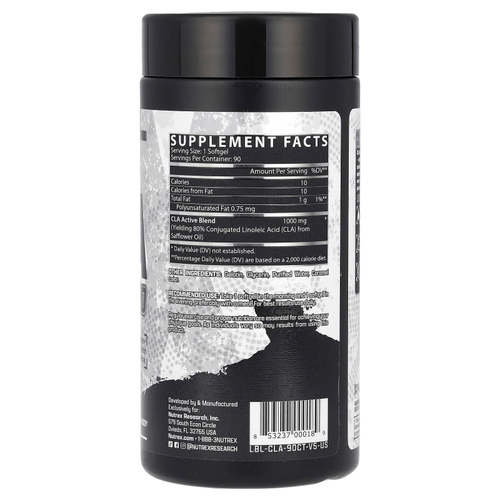 Nutrex Research, CLA 1000, 1000 мг, 90 мягких таблеток