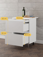 Кухонный модуль напольный 60 см Севилья с 3-мя ящиками, со столешницей, на ножках, белый