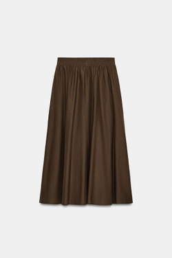 ZARA ЮБКА-НАКИДКА МИДИ, КОРИЧНЕВЫЙ