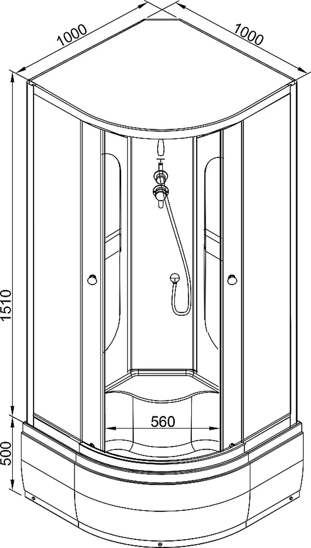 Душевая кабина AvaCan L910 N 100x100 без крыши, с гидромассажем
