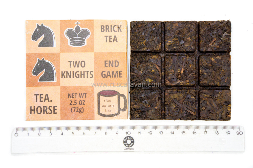 59223 Чай прессованный черный Пуэр Шу "Tea Horse Шахматы Шоколадка", фан ча 72гр