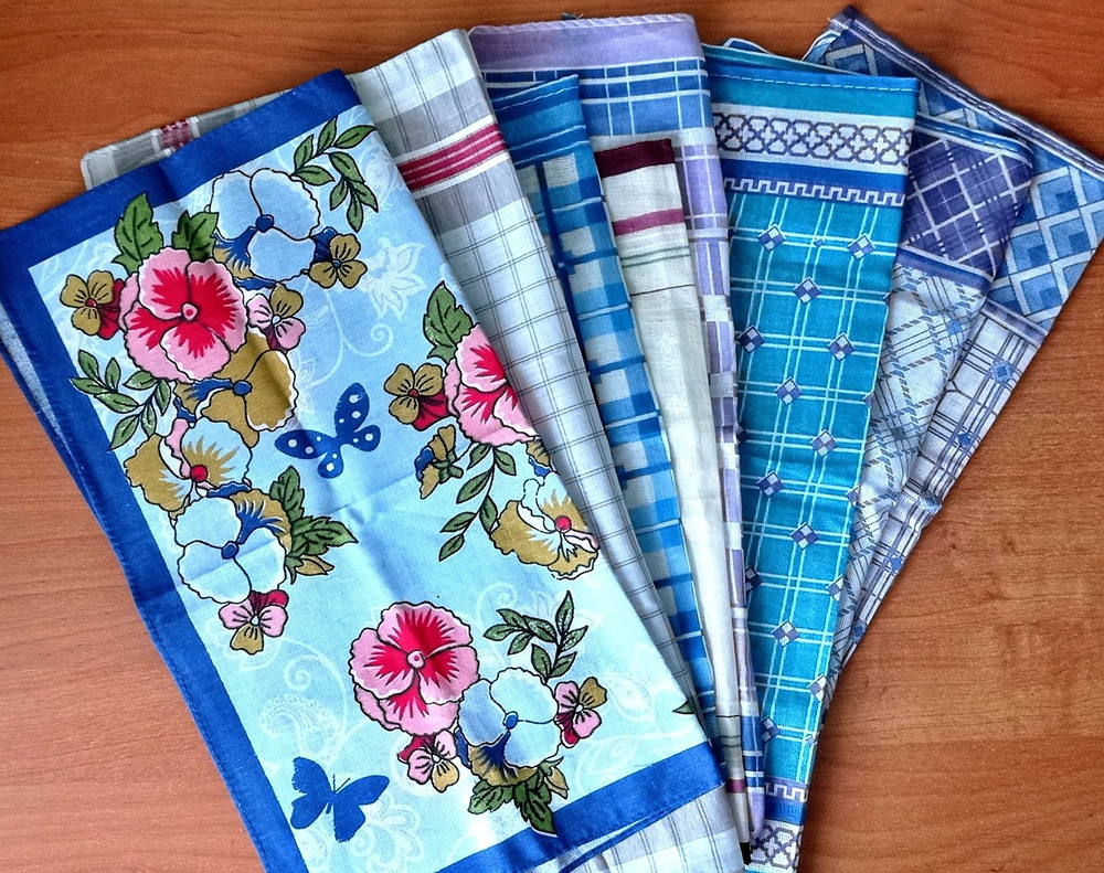 Носовой платок, размер 36-38 x 36-38 см, 1 шт., разные цвета