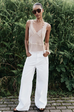 ZARA ТОП В БЕЛЬЕВОМ СТИЛЕ С ПУГОВИЦАМИ, ЦВЕТ РОЗОВОГО МЕЛА