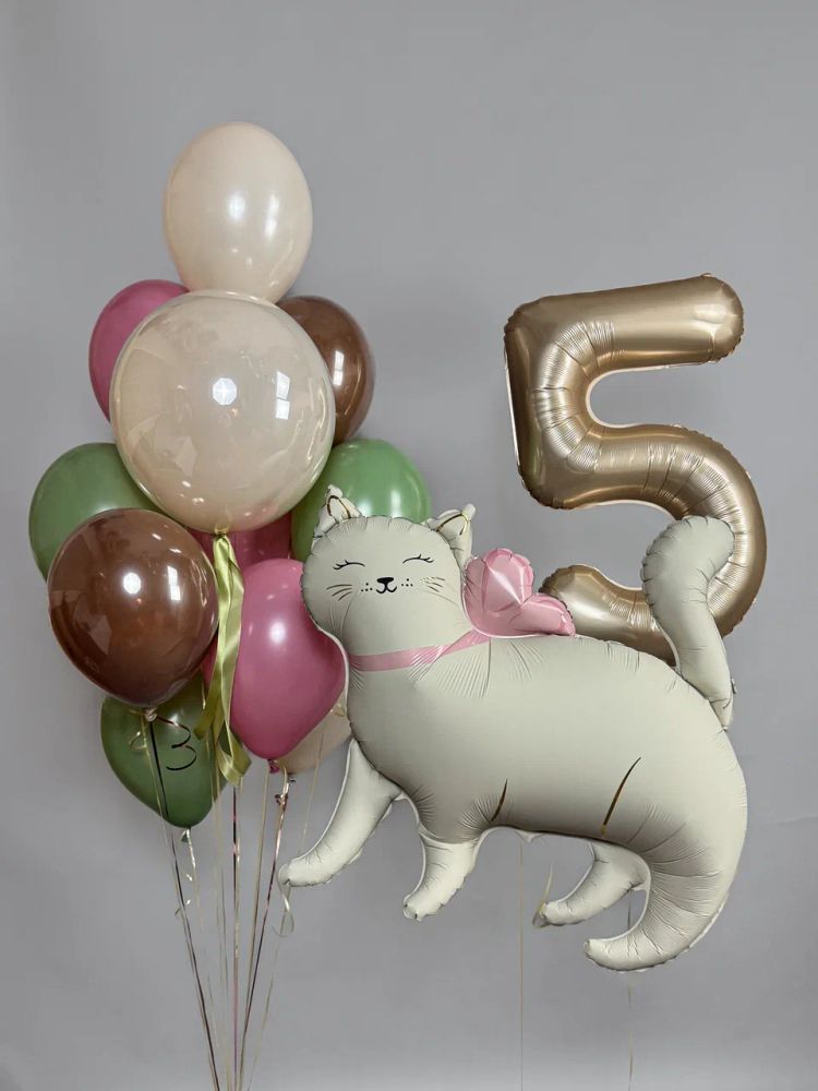 Кошка с бантиком, набор шаров