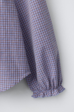 ZARA РУБАШКА В КЛЕТКУ С ВОЛАНАМИ, СИНИЙ