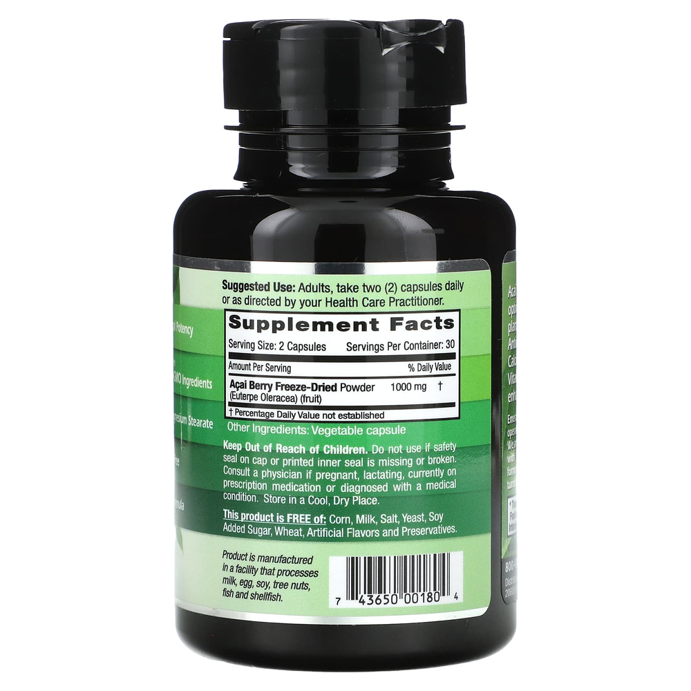 Emerald Laboratories, Ягоды асаи, 60 растительных капсул (500 мг в капсуле)
