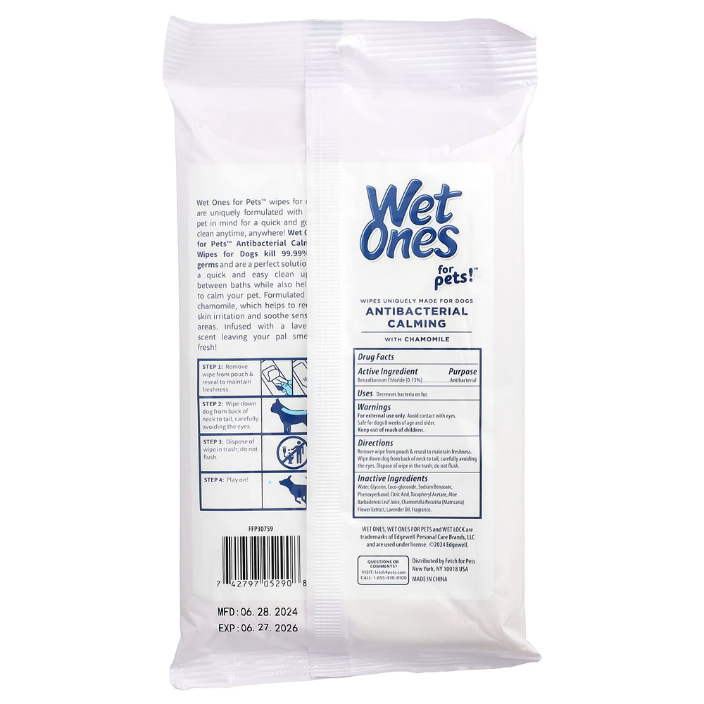 Wet Ones, For Pets™, успокаивающие салфетки для собак, с запахом лаванды, 30 шт.