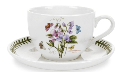 Portmeirion - Botanic Garden 500мл Чашка для завтрака Sweet Pea с блюдцем / артикул   BG42000-D  / GTIN 00795579