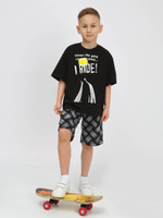 Костюм (футболка + шорты) для мальчиков "Лиам-1", черный/серый, р.122 (Ивашка), 1 шт.