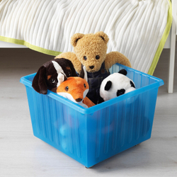 IKEA VESSLA  (ИКЕА ВЕССЛА)  -  Коробка для хранения на колесах, синяя, 39x39 см
