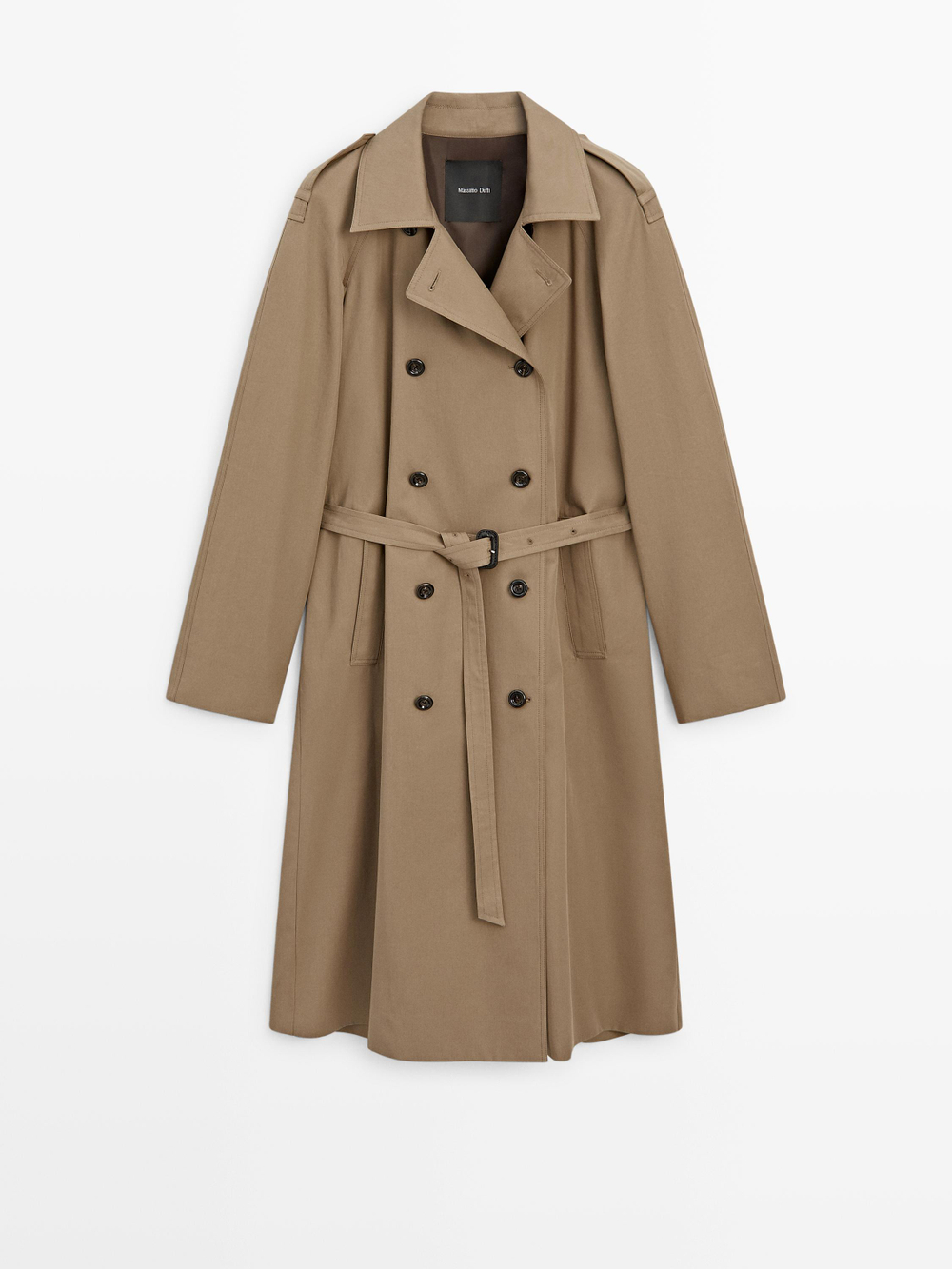 Massimo Dutti Тренч из 100% хлопка, бежевый