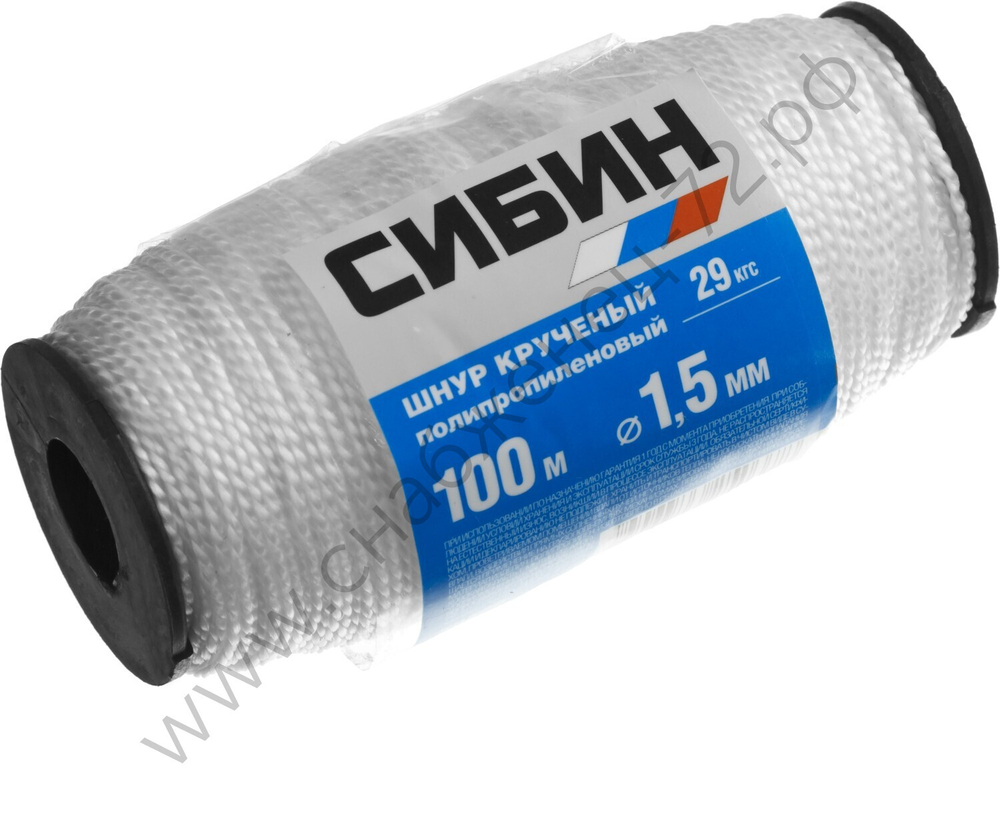 СИБИН 1.5 мм, 100 м, 29 кгс, крученый, катушка, полипропиленовый шнур (50528)