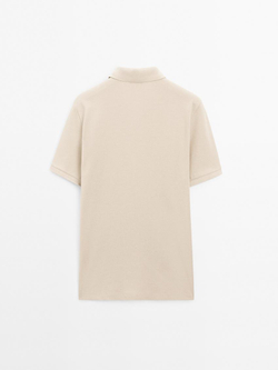 Massimo Dutti Футболка-поло из хлопка, песочный