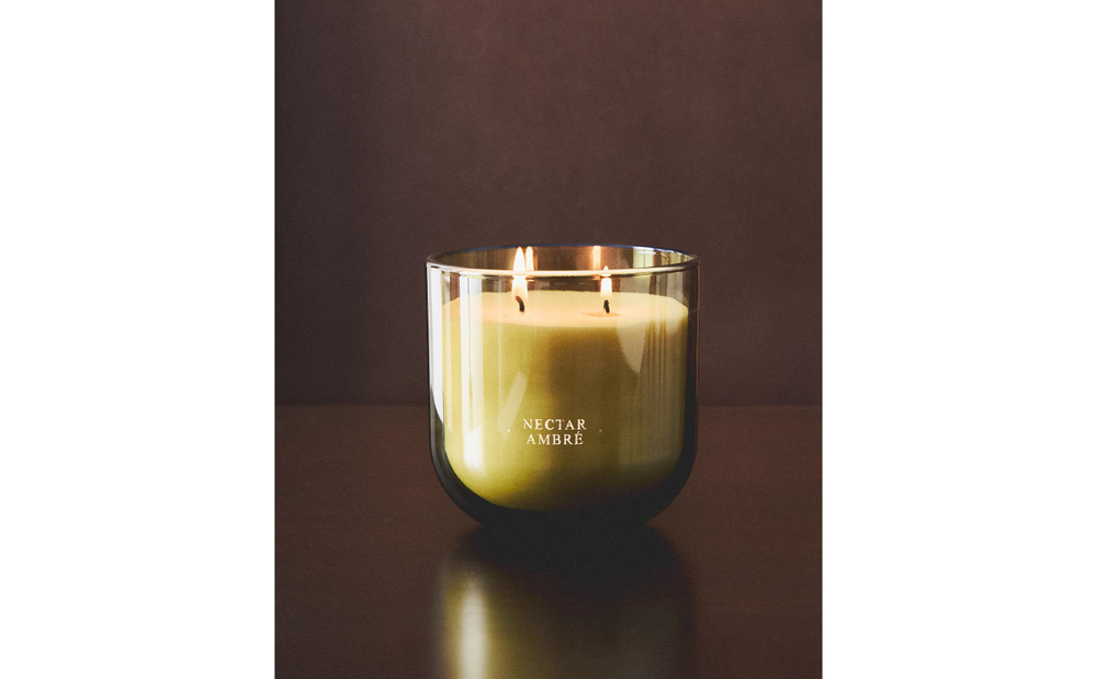 Zara Home Свеча ароматическая Nectar Ambr 400 г, растительный воск, аромат восточный древесный, Коричневый