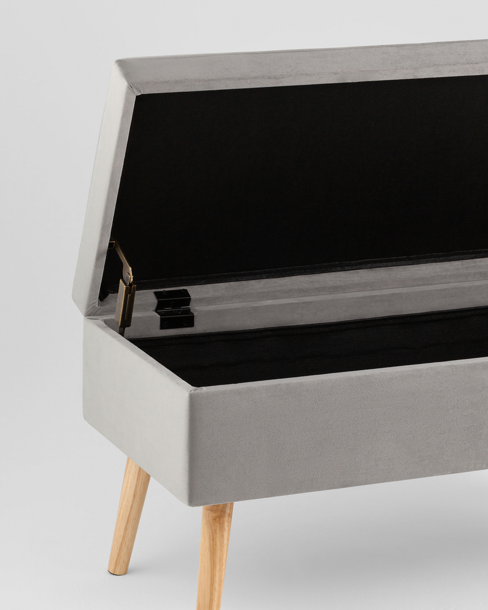 Банкетка Сторми с ящиком, велюр серый