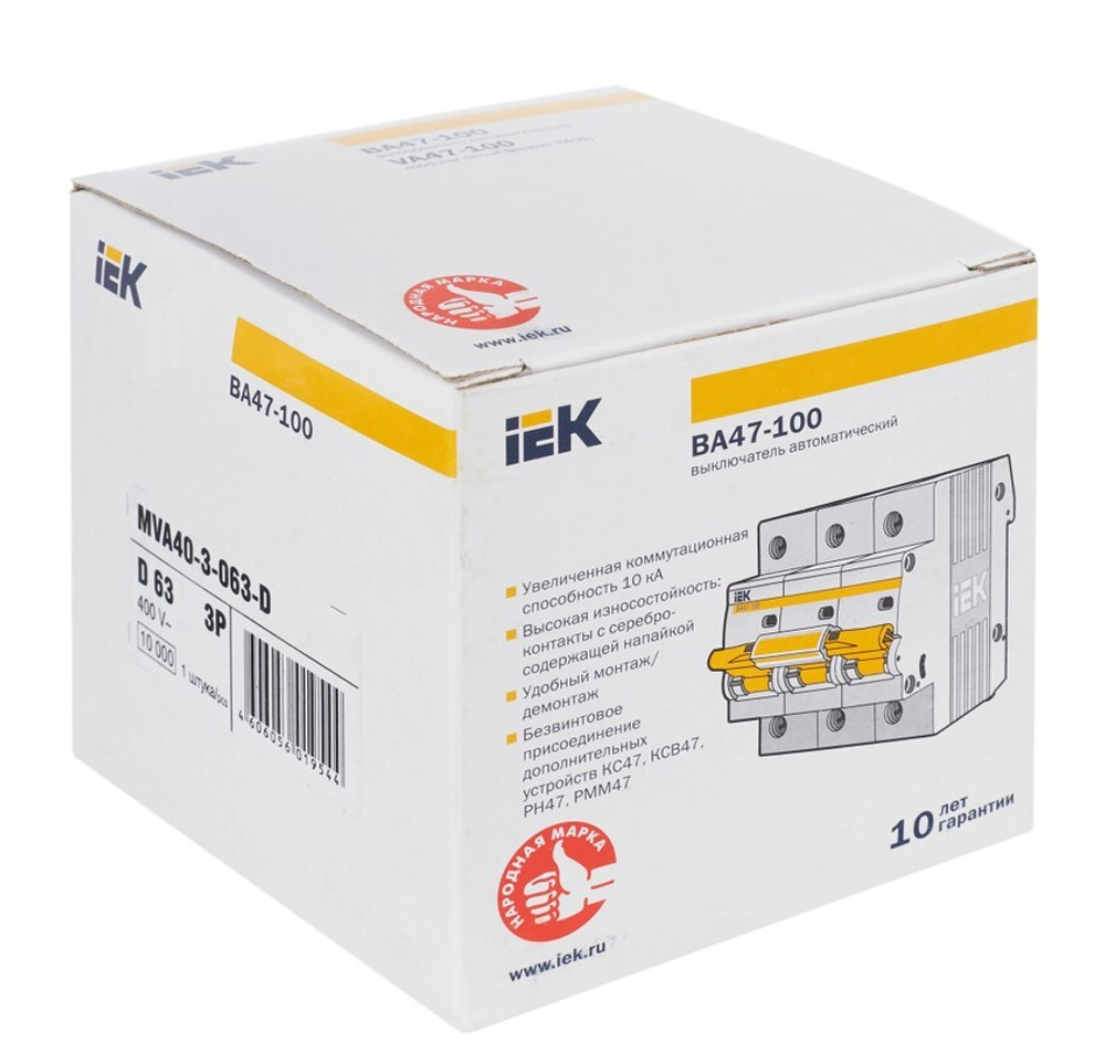 Автоматический выключатель  IEK MVA40-3-063-D