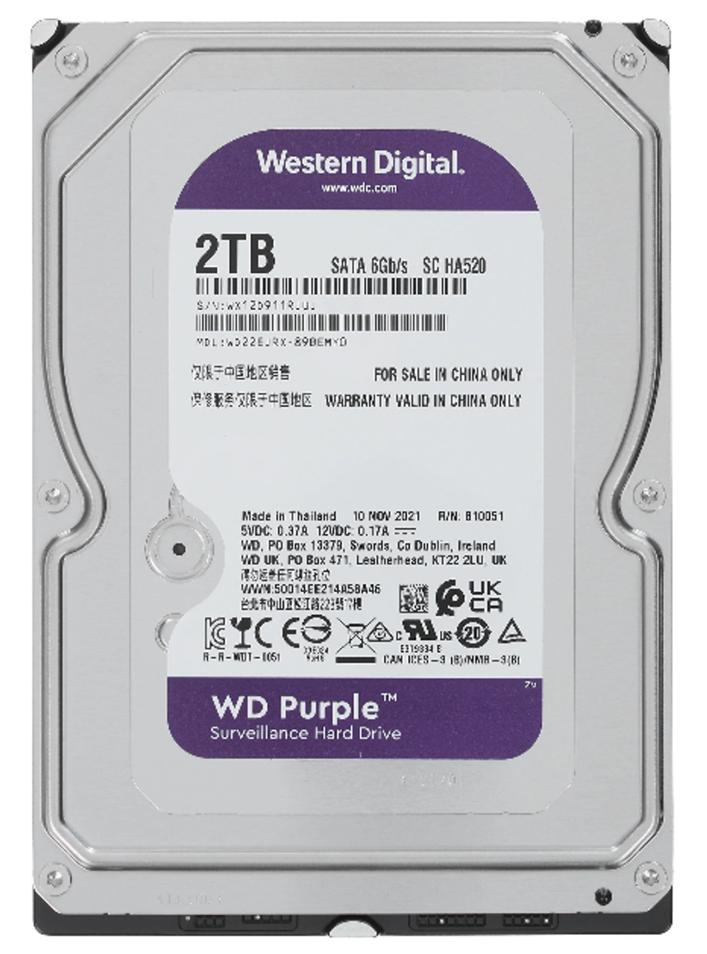 Жесткий диск Western Digital WD Purple 2 ТБ 3,5″ (WD22EJRX)