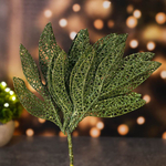 Украшение новогоднее "Ветка Сказочный листопад" 25см, нежный зеленый
