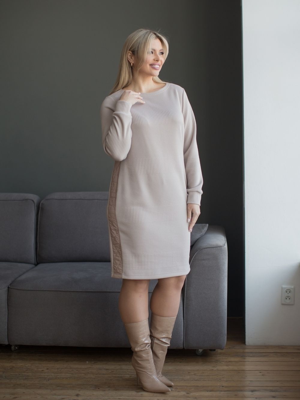 Платье 1386 песочный Novita (Акция)