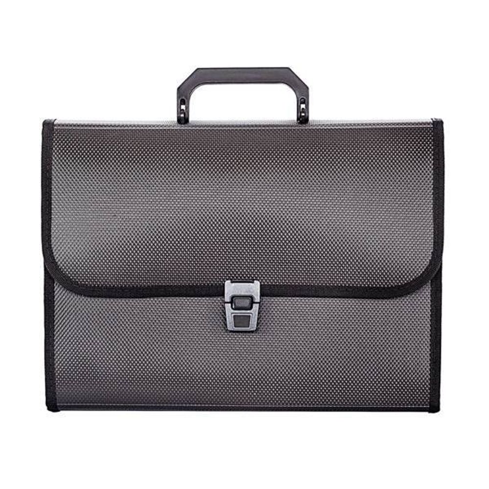 Портфель inФОРМАТ А4 черный пластик 950 мкм оторочка ручка 7 отд. замок