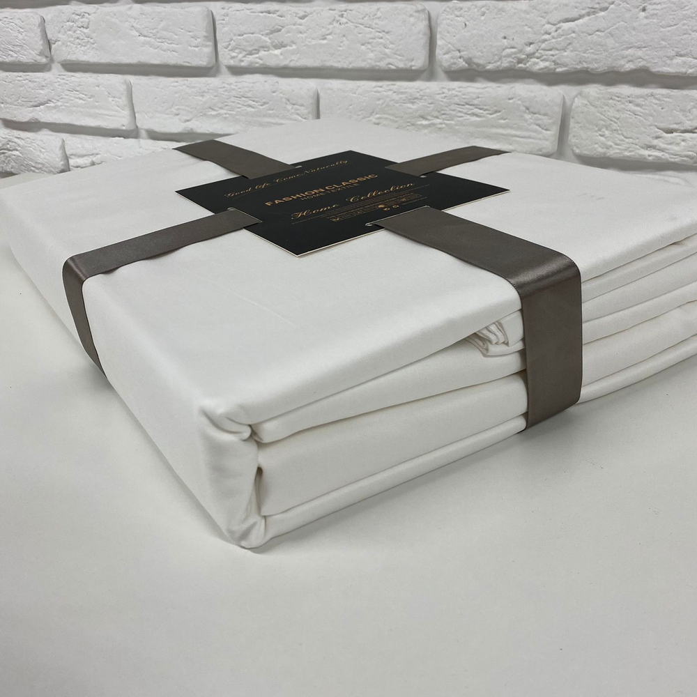 Комплект постельного белья ЕВРО 100% Сатин однотонный белый