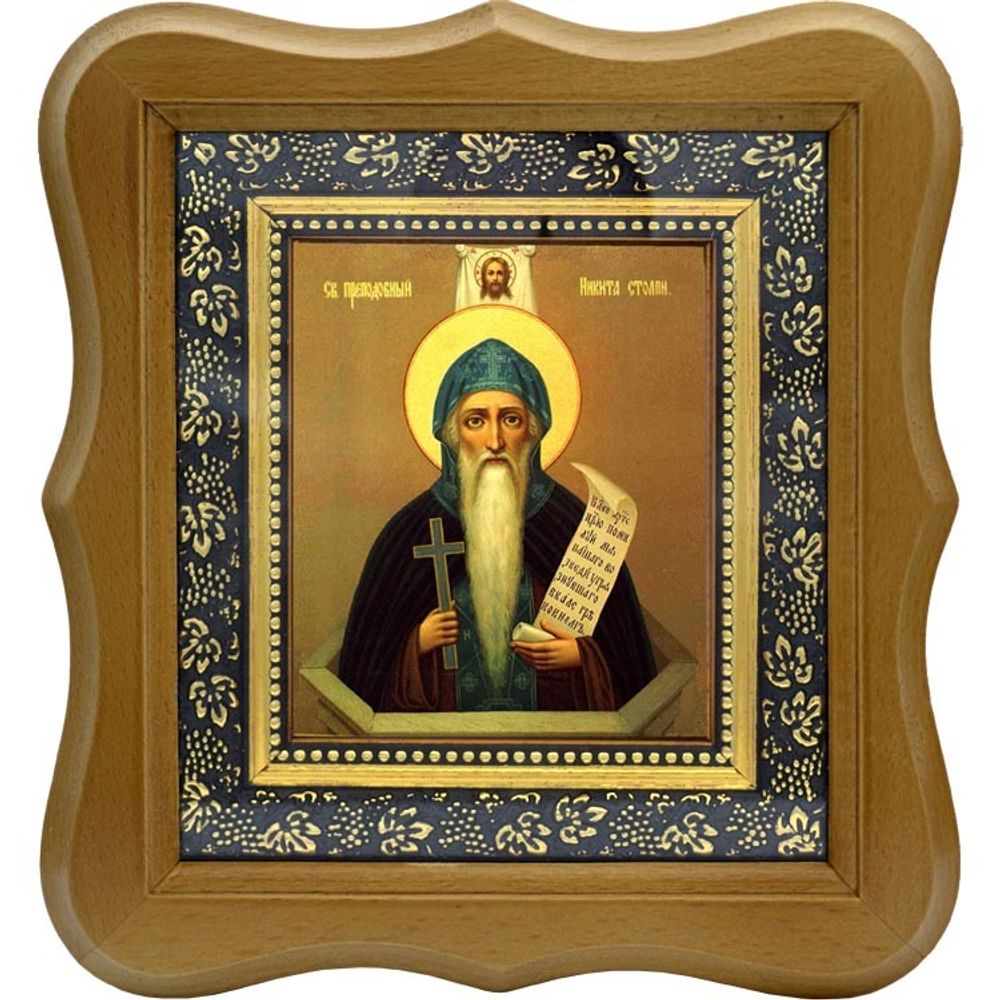 Никита Столпник Переяславский преподобный чудотворец. Икона на холсте.