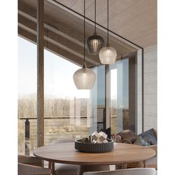 Светильник подвесной каскадный Aurora, Ø50 см, серый/прозрачный