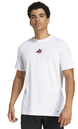 Мужская теннисная футболка Adidas Melbourne Tennis 3-Ball Graphic - белый