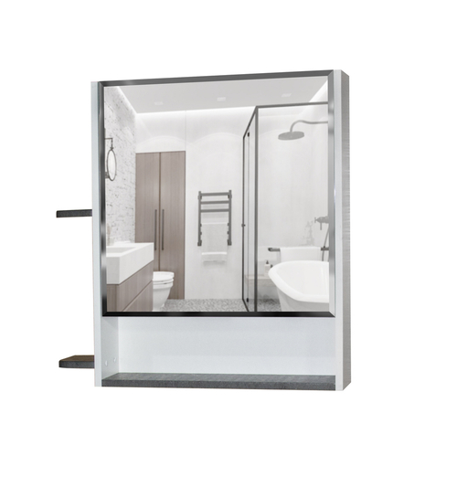 Зеркальный шкаф "Сура 70" без подсветки, с полками (ПВХ)