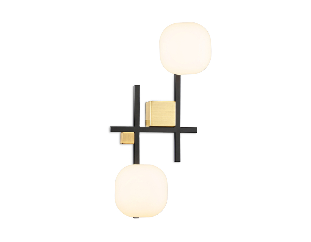 Светильник настенный LH51019/2 BK/BS/FR черный/латунь/белый матовый G9*2 max 28W 230*170*480