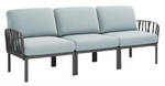 Диван пластиковый с подушками Nardi Komodo 3, антрацит, лед