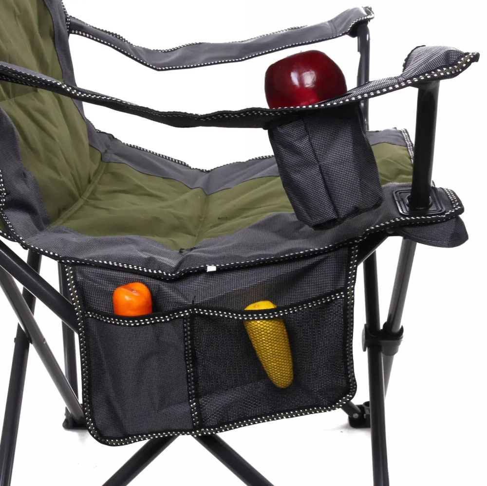 Кресло складное с подлокотниками до 120кг Турист 62*63*95см серо-зеленое