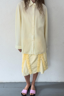 ZARA РУБАШКА ОВЕРСАЙЗ ИЗ ПОПЛИНА, СВЕТЛО-ЖЕЛТЫЙ