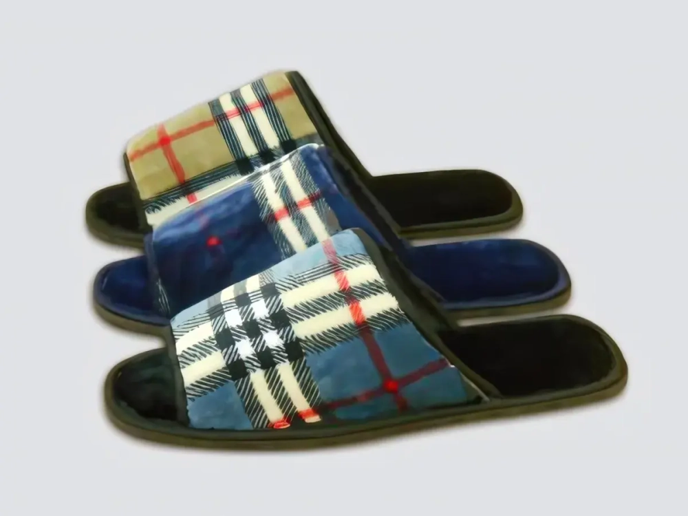 Тапочки домашние мужские «Клетка», открытые, верх велсофт, подклад-бязь, 43р