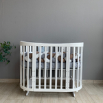 Кровать детская «Zvezdochka» 6 в 1 поперечный маятник, колесо (белый)