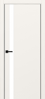 Межкомнатная дверь Optima Porte НЕАПОЛЬ 211 Белое стекло, Алюминиевая кромка SB (матовый чёрный) с 2-х сторон