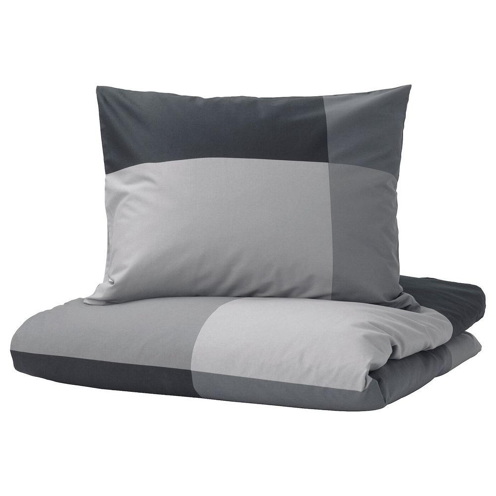 IKEA BRUNKRISSLA  (ИКЕА БРУНКРИССЛА)  -  Пододеяльник и наволочка, черный, 150x200/50x60 см