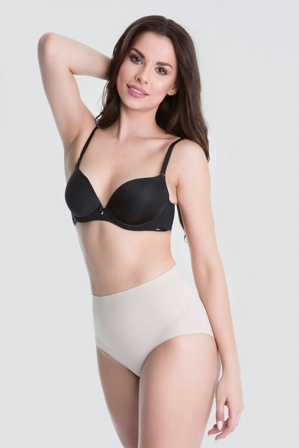 Высокие бесшовные корректирующие трусики (Размер: L) (Цвет: телесный)