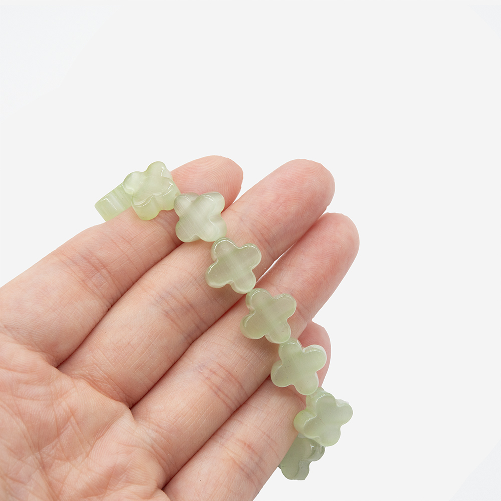Селенит (имитация), клевер, 11*12мм, зеленый